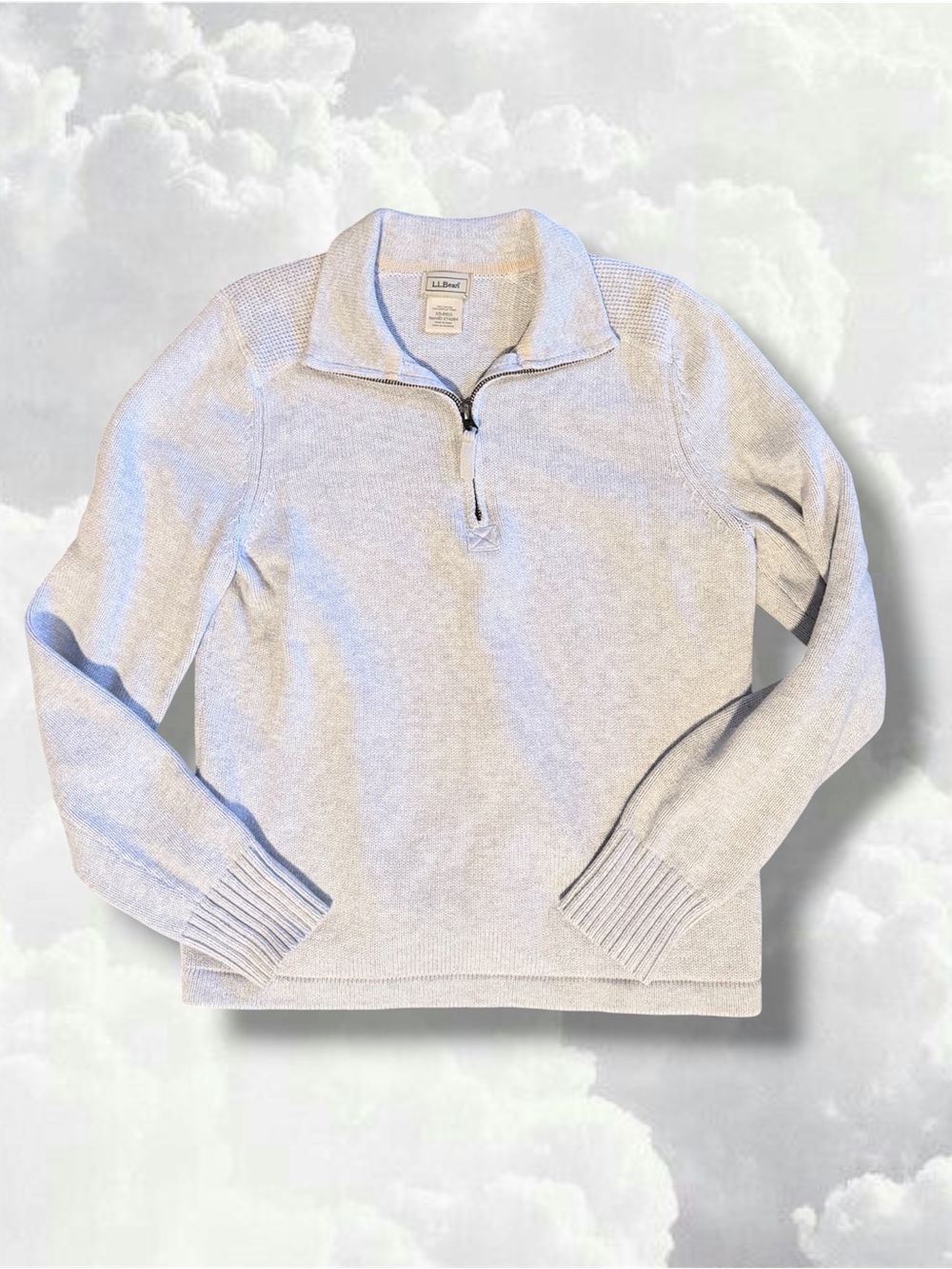 L.L. Bean Women’s Light Gray Quarter-Zip Sweater
